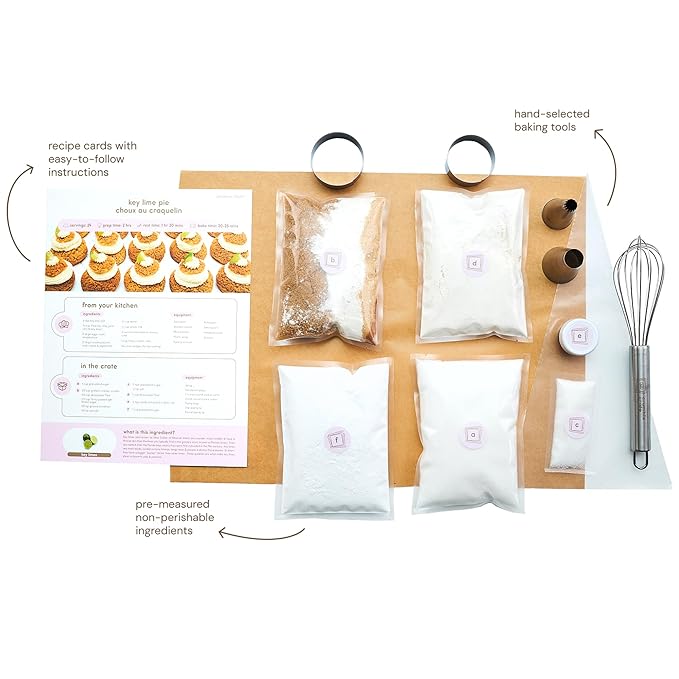CrumbleCrate Key Lime Pie Choux au Craquelin DIY Baking Kit | Gourmet Pastry Making Set for Adults | Pre-Measured Ingredients &amp Baking Tools