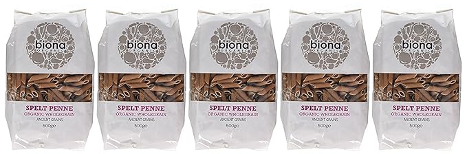 Biona Organic - Spelt Pasta Wholegrain - Penne - 500g (Pack of 5)