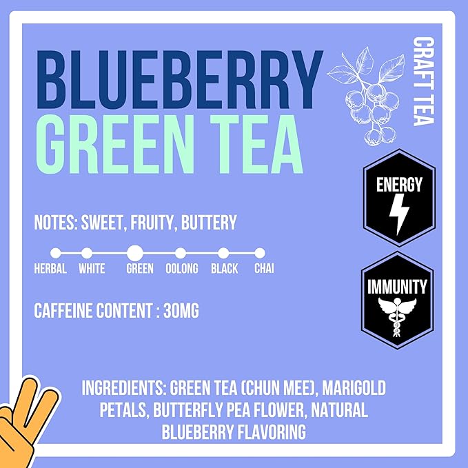 Revival Tea Company Blueberry Green Tea - Green Tea Blend with Natural Blueberry Flavor - Loose Leaf 6 Ounces
