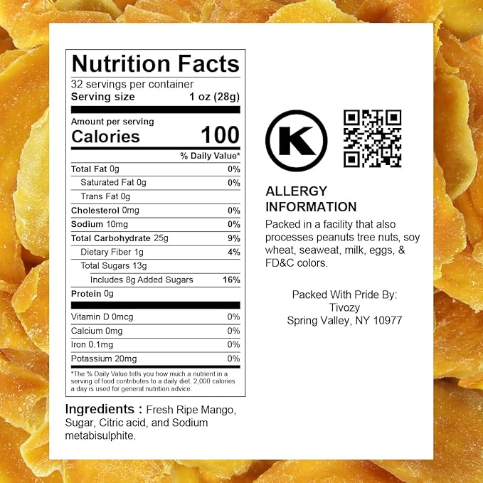 Dried Mango Slices - Soft &amp Juicy Sweet Dried Mango Slices Healthy Snack Delicious Texture Chewy Ripened Mangos Dried Fruits with Natural Tangy Sweetness of Fresh Mangoes Natural Source of Vitam