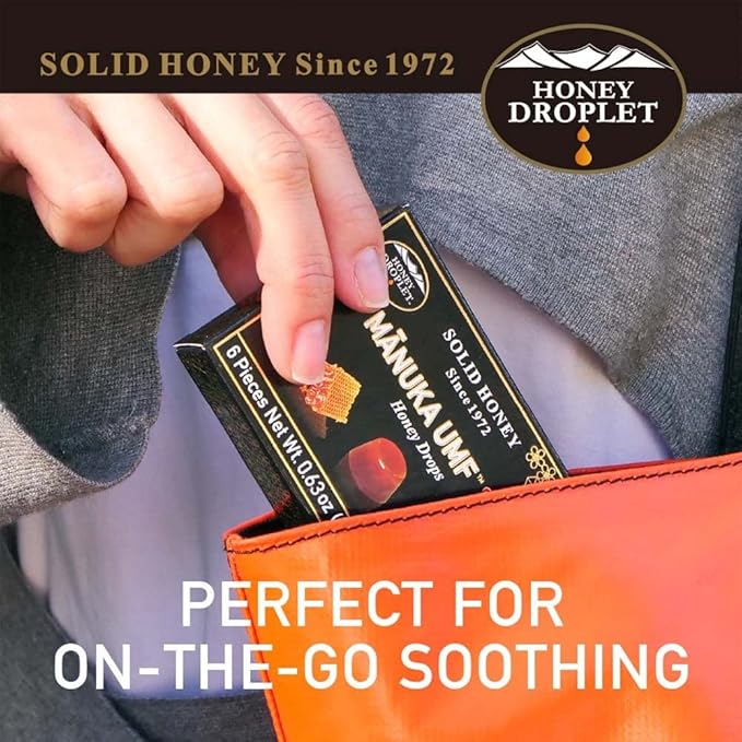 HONEY DROPLET] UMF™10+ (MG 261+) 100% Manuka Honey Drops Truly Natural from New Zealand 2 Premium Ingredients 12 Packs (Blackcurrant Flavor)