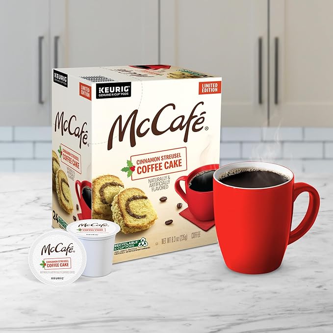 McCafe Cinnamon Streusel Coffee Cake Coffee Keurig Single Serve K-Cup Pods 96 Count (4 Packs of 24)