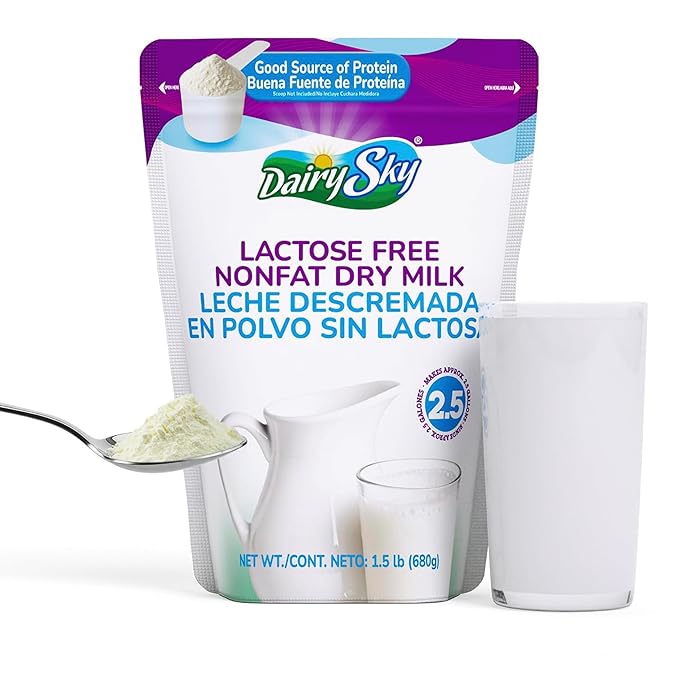 DairySky Lactose Free Milk Powder 24 Oz - Non GMO Fat Free Powdered Milk for Baking &amp Coffee Kosher with Protein &amp Calcium Great Substitute for Liquid Milk RBST Hormone Free (Pack-1)