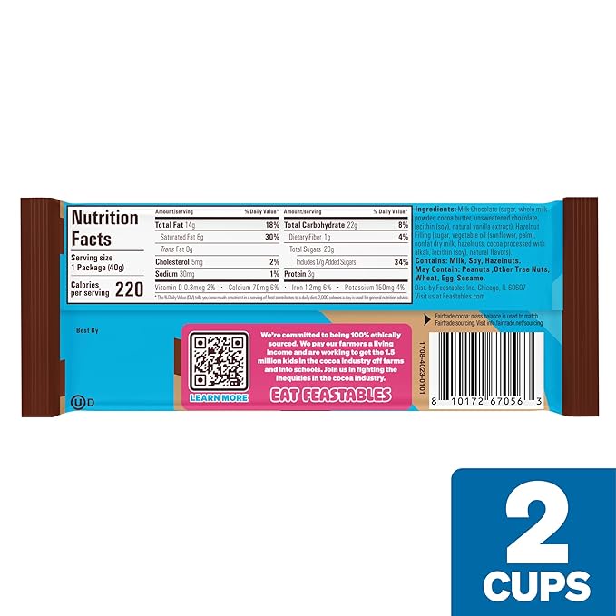 MrBeast Feastables Hazelnut Cups 24 Count Milk Chocolate with Creamy Hazelnut Filling 2-Cup Packs Fairtrade Cocoa