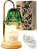 Flower Candle Warmer Lamp with Timer Dimmable Green Adjustable Height Candle Warming Light Wax Melt Warmer Candle Lamp for Jar Candles Birthday Housewarming Gifts for Women Mom