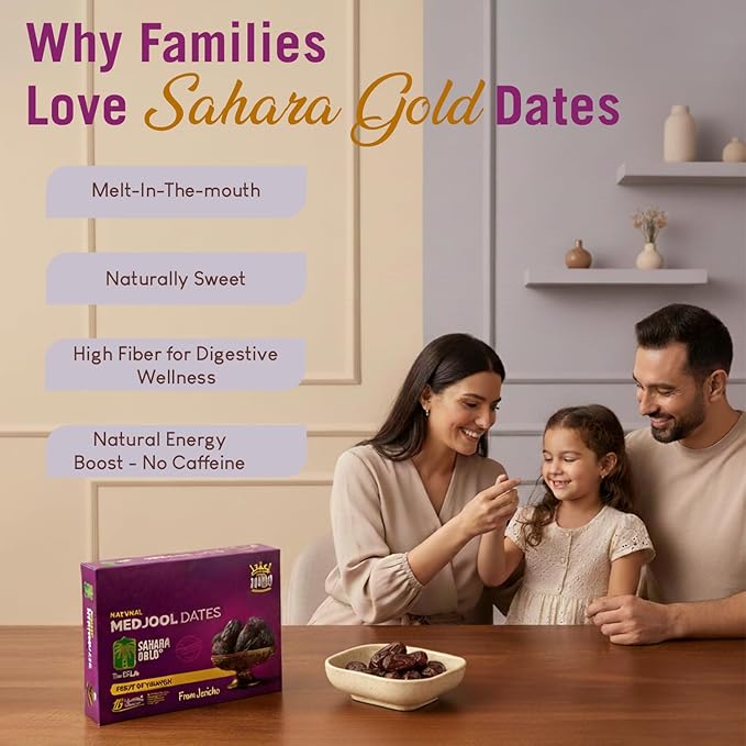 Sahara Gold Medjool Dates - Whole Sticky Gluten-Free Natural Sweet &amp Delicious Non-Pitted Dates Medjool - Soft Plump High Fiber Fruit For Ramadan Snacking &amp Smoothies 4.4 Lb (2kg)