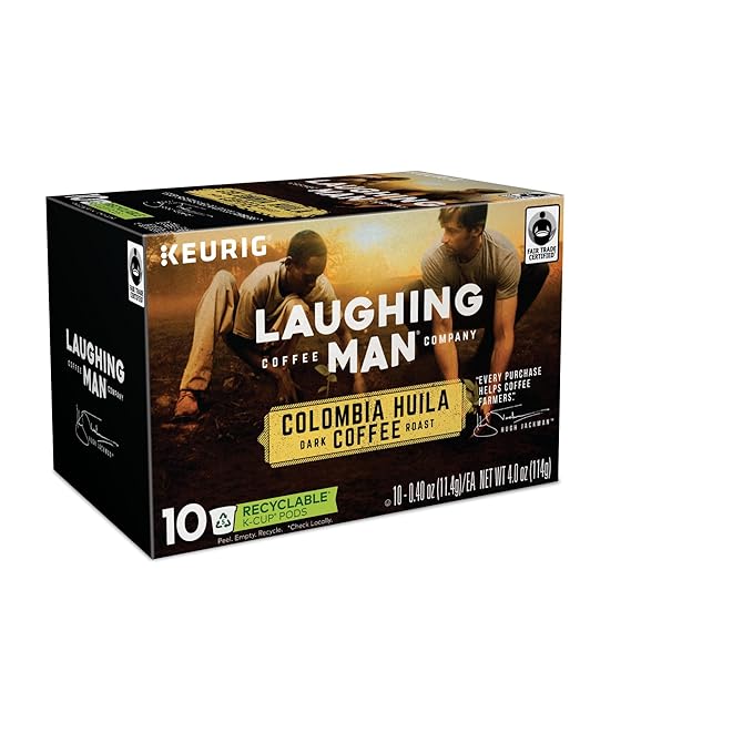 Laughing Man Colombia Huila Keurig Single-Serve K-Cup Pods Dark Roast Coffee 60 Count (6 Packs of 10)