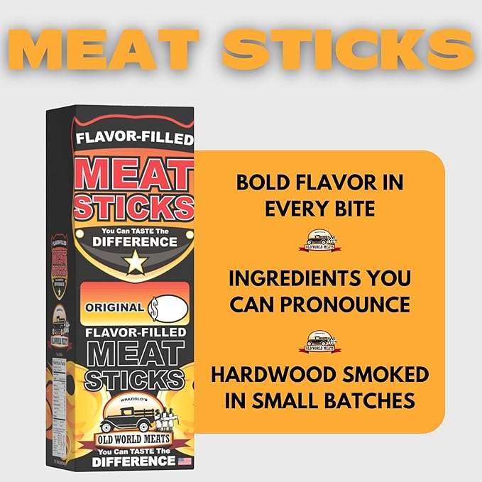 Old World Meats Meat Sticks 110 Calories Keto Low Carb 1g Sugar Fuelings 20 Pack 1 ounce sticks (Original Mild)
