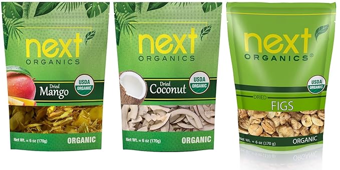Next Organics Dried Fruit Variety Pack (6 oz Mango Coconut Figs) (Pack of 3)