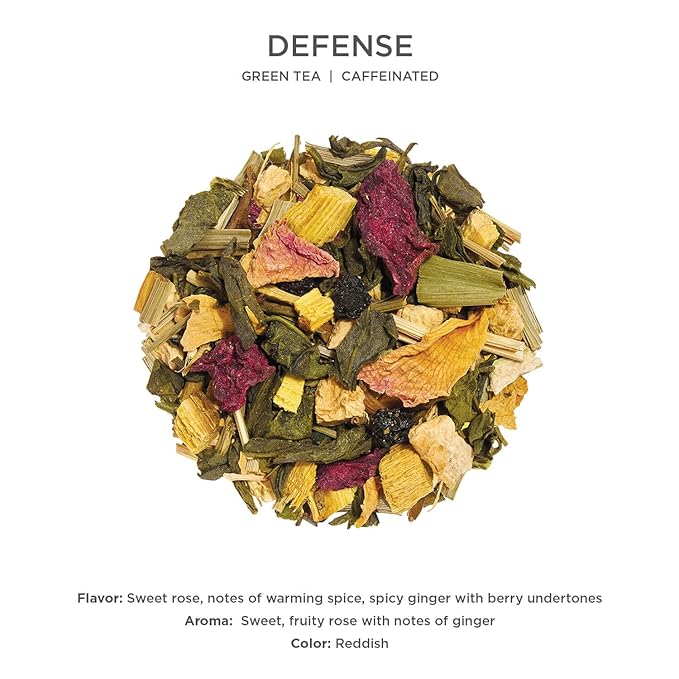 Tea Forte Defense Premium Loose Leaf Caffeinated Green Tea Blend Canister Makes 35-50 Cups