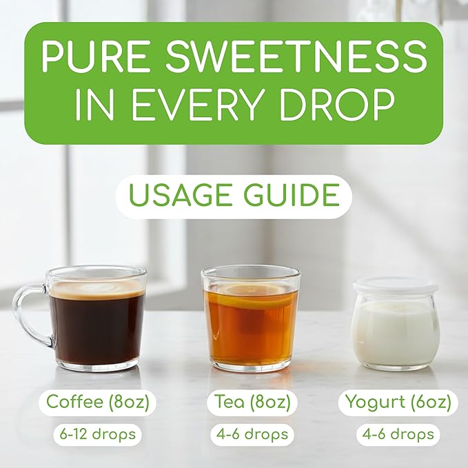 llinea Monk Fruit - 100% Monk Fruit Sweetens Coffee Tea Smoothie &amp More Zero-Calorie Zero-Carbs Gluten-Free Non-GMO No Erythritol Approx. 400 Servings - 2 Fl Ounces per Bottle 2 Pack
