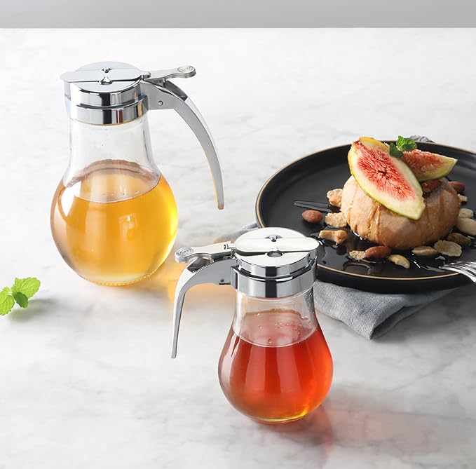 New Star Foodservice 22469 Syrup Dispenser with Chrome Plated Zinc Alloy Top 6-Ounce Set of 12