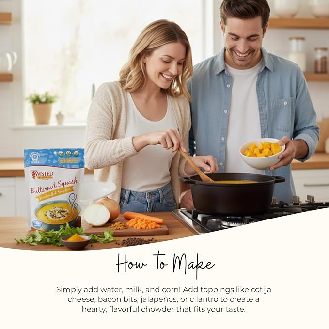 Twisted Pepper Co. Butternut Squash Soup Mix: Gluten-Free – Handcrafted Soup – Sweet Nutty &amp Creamy Fall Flavor Fast &amp Easy Comfort Meal Ready in 30 Minutes Serves 10