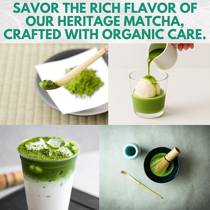Nagomi Matcha Organic Superior Ceremonial Grade Matcha Green Tea Powder - 100% Authentic Japanese First Harvest from Uji Kyoto (100g / 3.53oz)