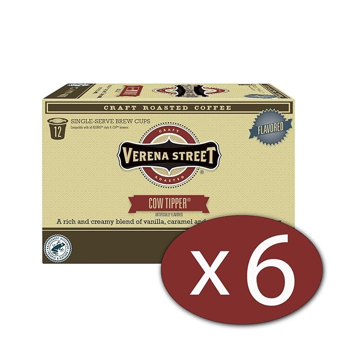 Verena Street Single Cup Pods (72 Count) Flavored Coffee Cow Tipper Rainforest Alliance Certified Arabica Coffee