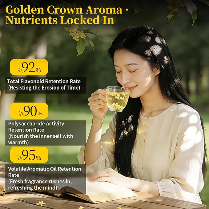 Baihuatang Natural Dried Osmanthus Flower for Tea 1.76oz/50g Premium Osmanthus Fragrans Herb Gui Hua Dried Intact Blossoms Stem-Free Bright Golden Hue Rich Aroma 桂花 桂花糕 桂花蜜 无硫无杂