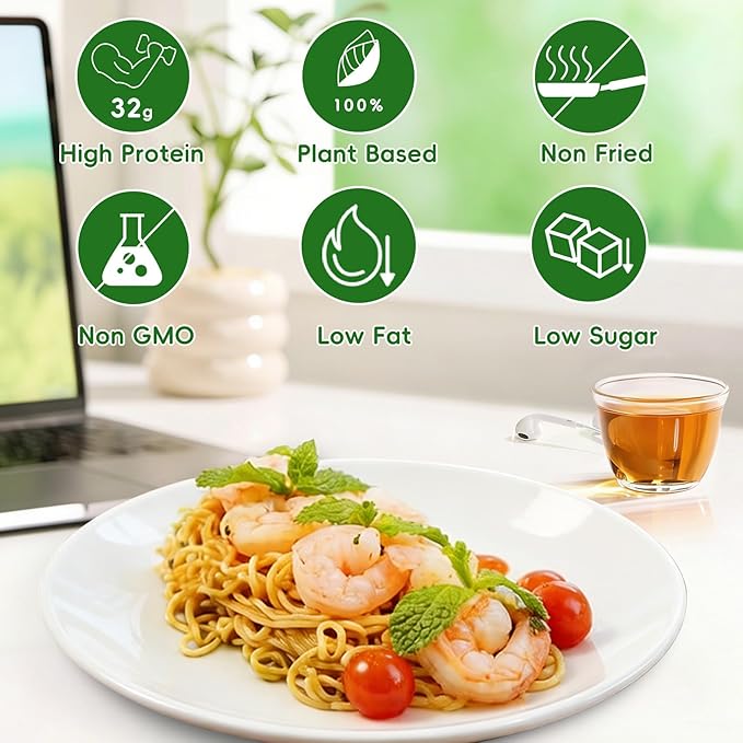 VOLO VERO High Protein (32g) Instant Ramen Chicken Flavor Noodles Soup Plant-Based Air-Dried Non-Fried Low Carb Egg-Free Ready to Eat Dairy Free Healthy Meal 8 Pack