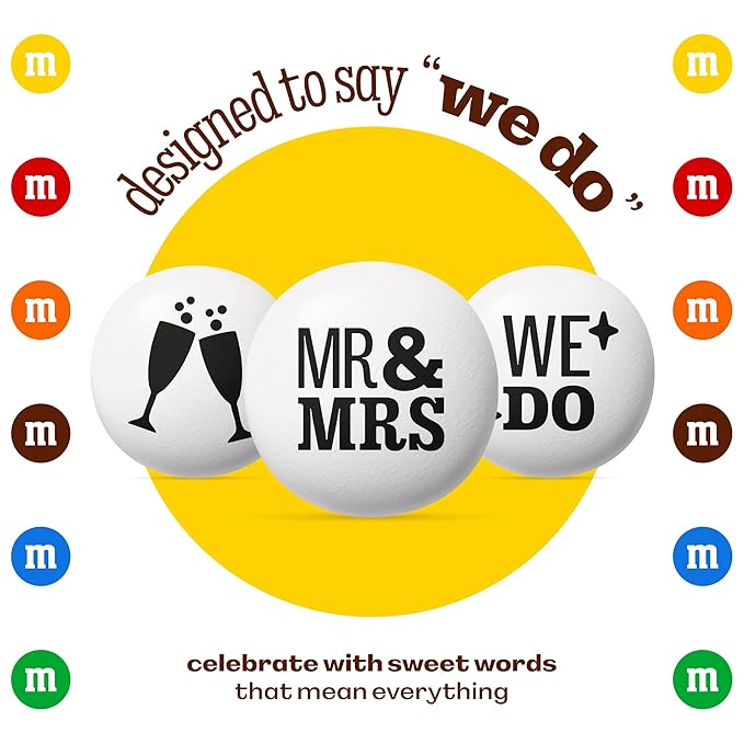 M&ampM’S WORLD “Mr. and Mrs.” Milk Chocolate Candy 5 lbs Bulk Candy for Wedding Decorations Unique Favors or Cake Topper