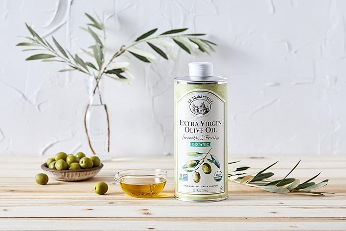 La Tourangelle Organic Extra Virgin Olive Oil Cold-Pressed Smooth &amp Fruity Early Harvest for High Antioxidants From Spain 25.4 Fl Oz