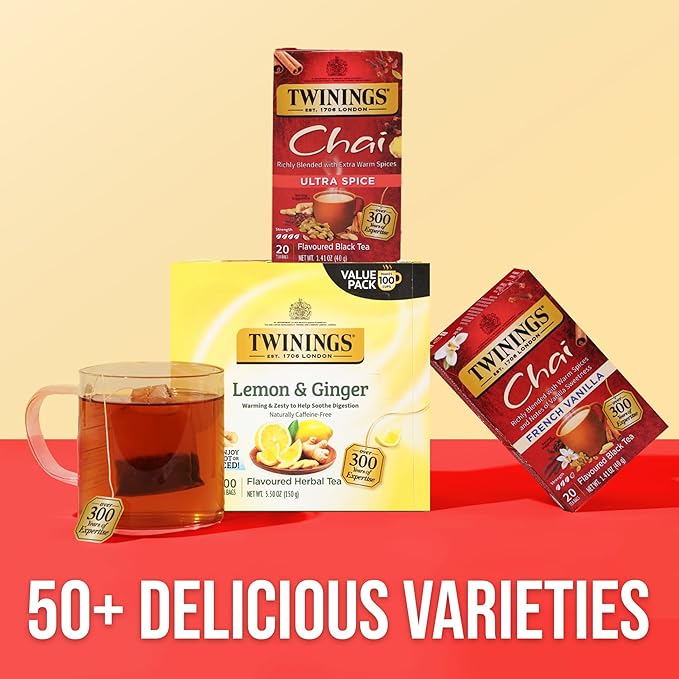 Twinings Ultra Spice Chai Individually Wrapped Bags 20 Count (Pack of 6) Sweet Savoury Spices Caffeinated Enjoy Hot or Iced 120 Teabags