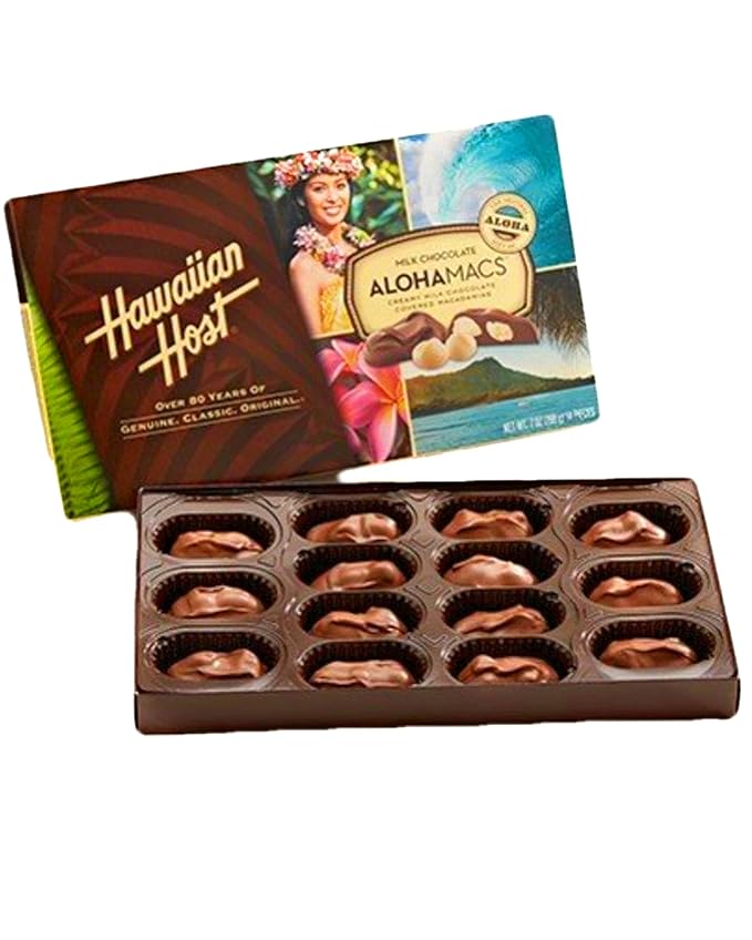 Hawaiian Host Alohamacs Milk Chocolate The Original Chocolate Covered Macadamia Nut 42 Ounce - SET OF 3