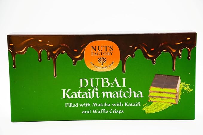 NUTS FACTORY Matcha Dubai Chocolate Bar – Pack of 2 – Handcrafted in NYC with Crispy Kataifi – Gourmet Dubai-Inspired Flavor
