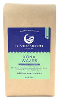 River Moon Coffee Kona Coffee Whole Bean Medium Roast 2 lbs Kona Waves Hawaiian Blend Sustainably Farmed 100% Arabica