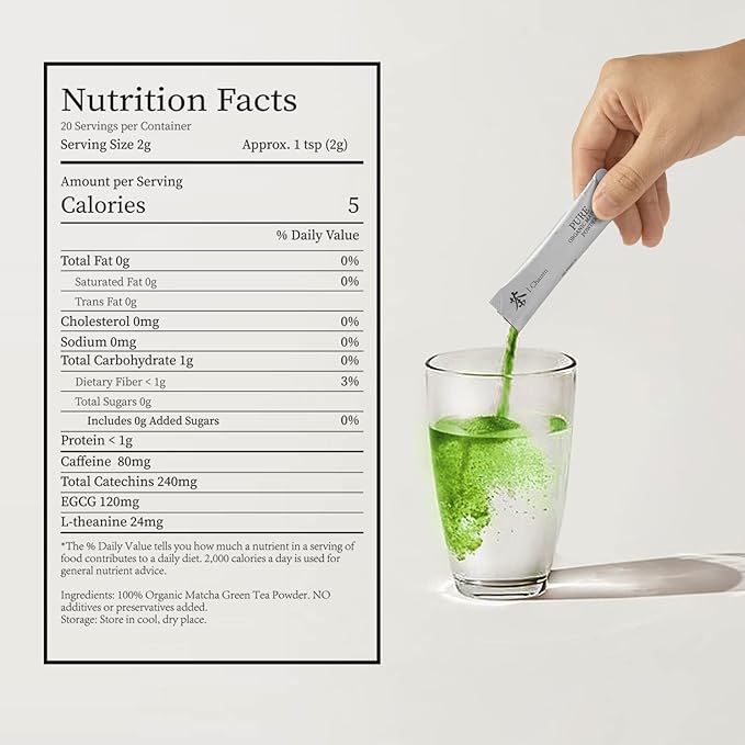 Chaism Ceremonial Grade Matcha Green Tea Powder - Single Serve Packets Premium First Harvest USDA Organic Gluten-Free Vegan 100% Pure (20-Packets)