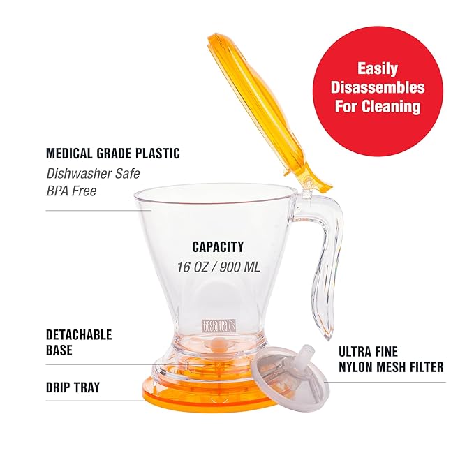 Tiesta Tea Ultimate Live Loose Leaf Kit Tea Starter Kit with High to Non-Caffeinated Blends Hot &amp Iced Brews Includes Black Green Herbal Sample Bags and 16oz Brewmaster Dispensing Infuser