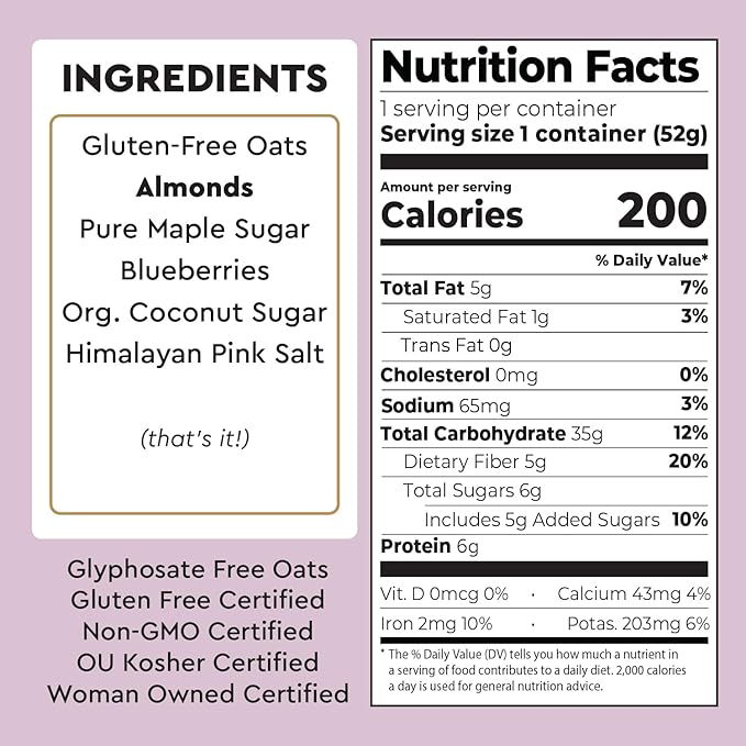 Mylk Labs Protein Oatmeal Cups Variety Pack – Almond Blueberry Maple - Low Sugar Breakfast with Superfoods – Quick &amp Easy Instant Oatmeal Gluten Free (24 Pack)
