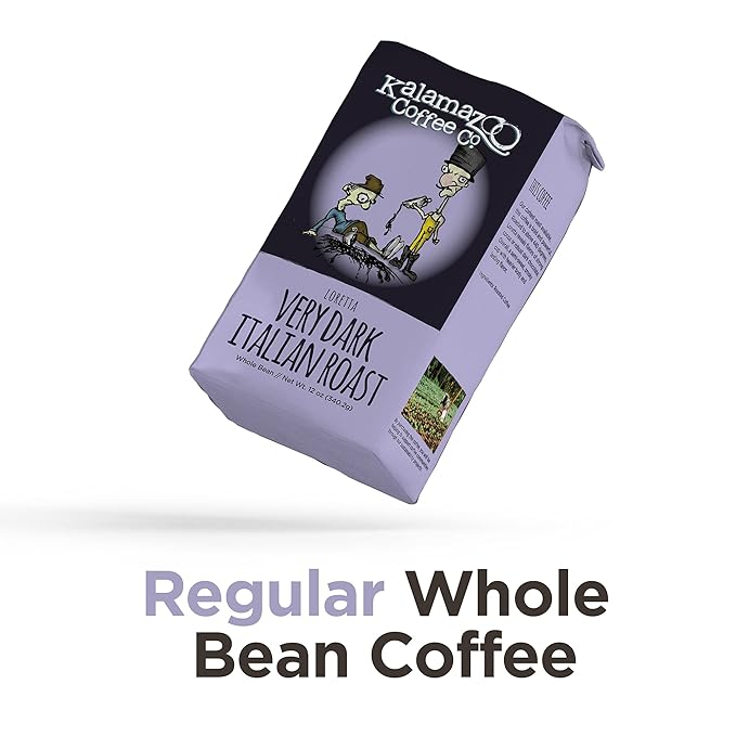 KALAMAZOO COFFEE COMPANY Loretta Whole Bean Coffee - Very Dark Italian Roast | 12oz Bag (3 Pack)