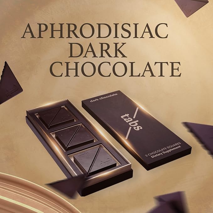 Tabs Chocolate Squares for Couples (3 Boxes) – Dark Chocolate Bar to Support Mood – Vegetarian &amp Gluten-Free for Men &amp Women