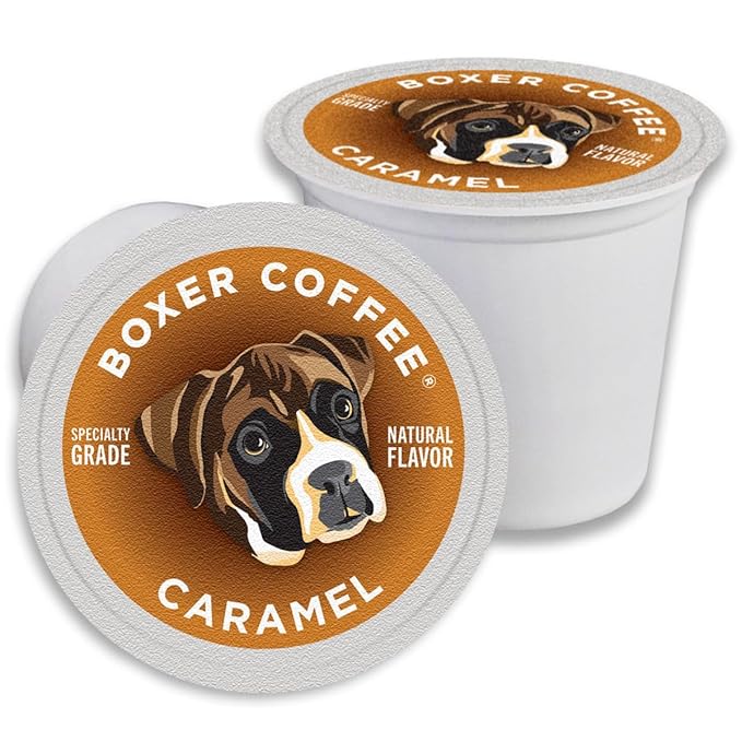 Boxer Coffee Caramel Naturally Flavored Pods compatible with Keurig K-Cup 48 count