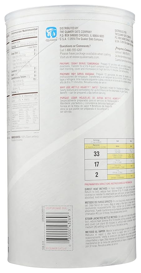 Quaker Oats Steamed Table Kettle Hearty - 47 oz