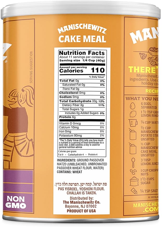 Manischewitz Cake Meal Canister Passover16-ounces (Pack of4)