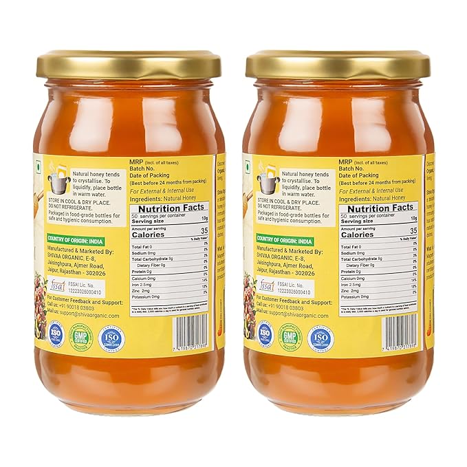 Shiva Organic's Peach Blossom Honey - Pure Raw Unfiltered (35.27 Ounces (1000g) Peach Blossom Honey)