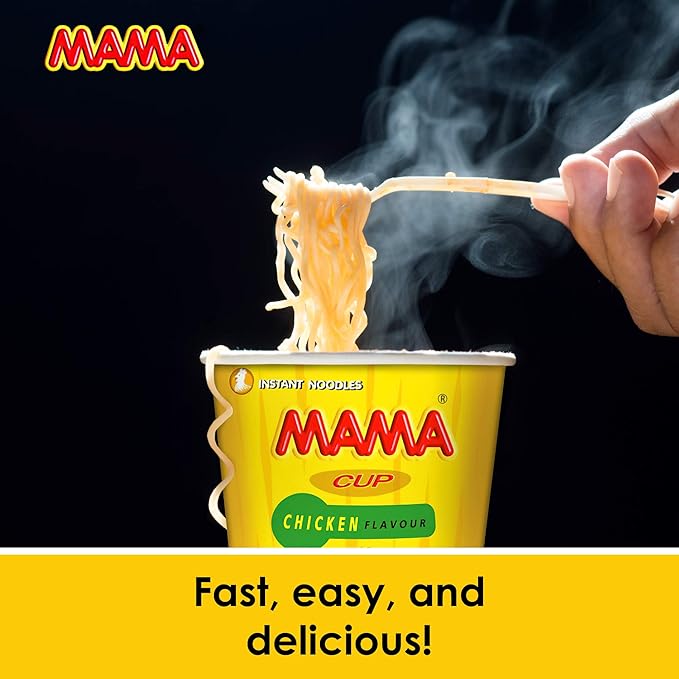 MAMA Noodles Chicken Instant Cup of Noodles with Delicious Thai Flavors Hot And Spicy Noodles with Chicken Soup Base No Trans Fat with Fewer Calories Than Deep Fried Noodles (Chicken Flavor 6 Pack)