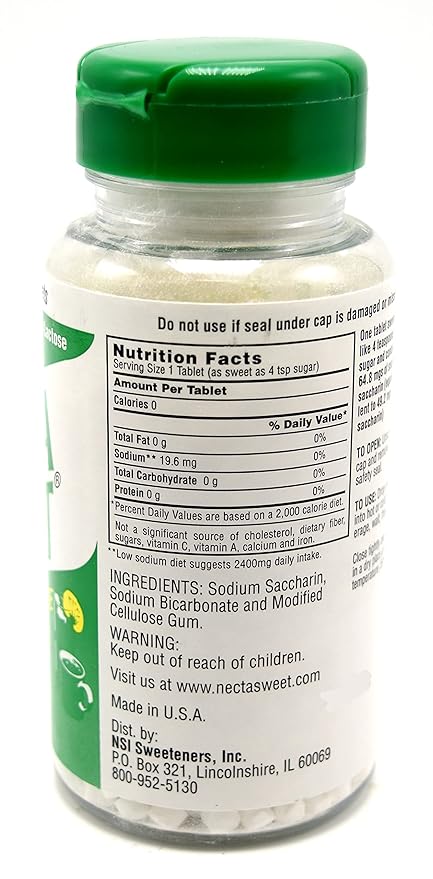 Necta Sweet Saccharin Tablets 1 Grain 1000 Tablet Bottle (Pack of 10)