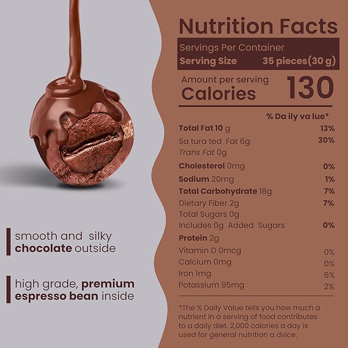 Nutic Gourmet Sugar Free Chocolate Covered Espresso Beans - 2LB Bulk Chocolate Espresso Candy Chocolate Coffee Beans - Irresistible Rich &amp Energizing Treat - (Pack of 1)