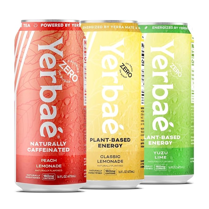 YERBAÉ Citrus Functional Energy Drink Variety Pack - 0 Sugar 0 Calories 0 Carbs Energized by Yerba Mate. Yerbae is Naturally Caffeinated Plant-Based Healthy Alternative 16oz cans (12 Pack)
