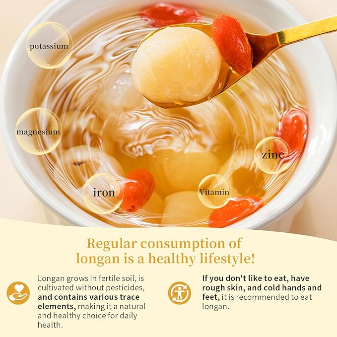 Hee Creek Natural Dried Longan Fruit 17.6oz/500g Dried Longan Berries Fruit Meat Chinese Herbs Peeled &amp Pitted No Sugar Added No Smoky 桂圆干 龙眼肉 龍眼