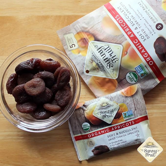 Sunny Fruit Organic Dried Fruit Assortment - Prunes Figs &amp Apricots Variety 3 Bags (15 Individual Portion Packs) | No Preservatives No Sugar Added | ORGANIC NON-GMO VEGAN HALAL KOSHER