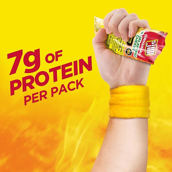 Slim Jim Beef 'N Jalapeno Cheese Smoked Meat Sticks Original Flavor 7g Protein Per Serving Easter Basket Stuffer for Men 1.15 oz. (14 Count)
