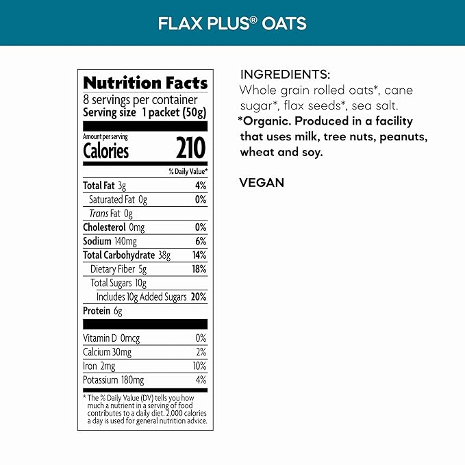 Nature's Path Organic Flax Plus Instant Oatmeal 14 oz (Pack of 6) Non-GMO