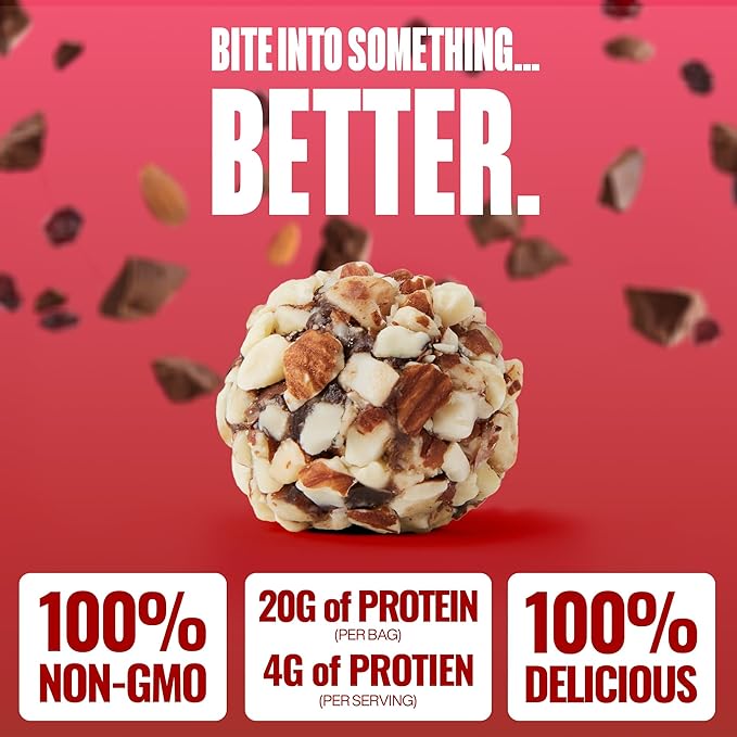 The GFB Chocolate Cherry Almond Protein Bites - Gluten Free Plant Based Non GMO Sustainably Made – Ridiculously Tasty Healthy Vegan Protein Energy Balls 4 oz (6 Count)