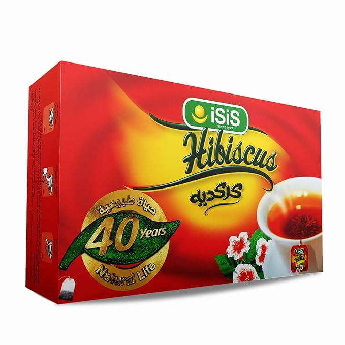 Isis Natural Egyptian Hibiscus Herbal Tea Bags Drinks To Carry It Everywhere For Perfect Start Egypt Aswani Aswan Chai Hybiscus Arab Arabic Herb Herbs Kosher Halal ( 100 Bags ) كركديه
