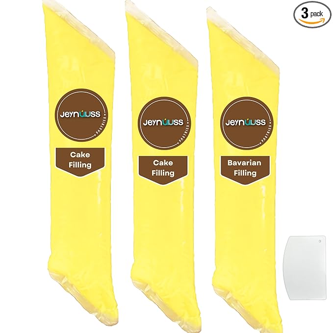 Jeynuuss Bavarian Cream Filling Pastry Filling Crema Pastelera Cake Filling Cannoli Cream Filling Pastry Cream Crema Pastelera para Rellenar Pasteles Cheese Cake Filling Tub 3 Pack