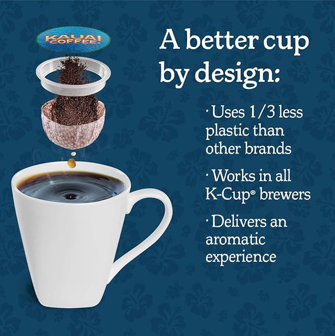 Kauai Coffee Pods Compatible with K-Cup Pods for Keurig Brewers – 20% Hawaiian Arabica – Medium Roast Rich Smooth No Bitterness – Mocha Macadamia Nut 6 Packs of 12 Single Serve Cups