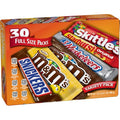 Mars M&ampM'S SNICKERS 3 MUSKETEERS SKITTLES &amp STARBURST Variety Pack Full Size Bulk Candy Assortment 56.11 oz 30 Count