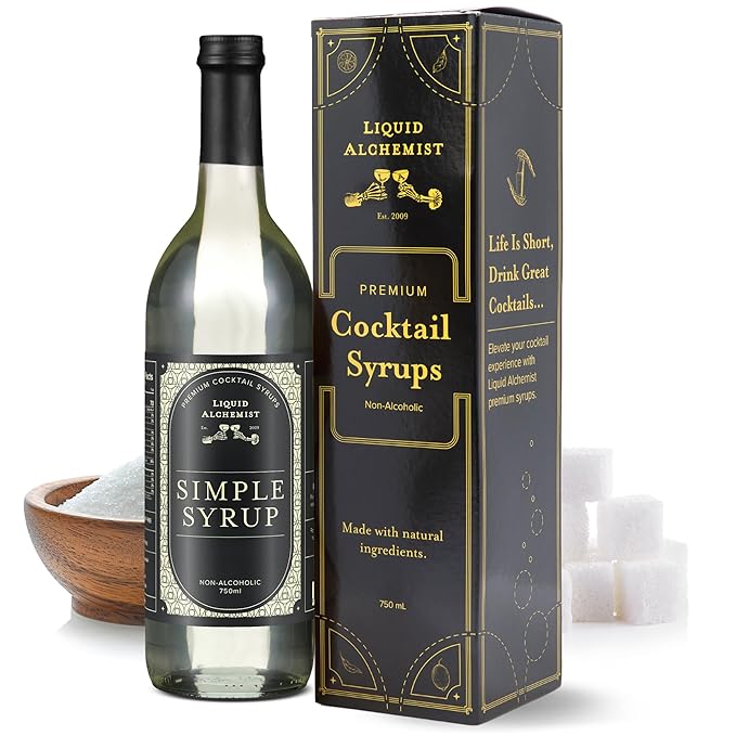 Liquid Alchemist Simple Syrup for Cocktails - Real Ingredients Make our Simple Sugar Syrup the Perfect Old Fashioned Mix - Non-GMO Gluten Free &amp Vegan (25.4 oz)